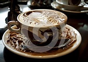 Amazing coffee art by barista