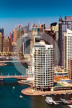 Amazing colorful dubai marina skyline. Dubai, United Arab Emirates.