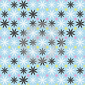 The Amazing of Colorful Floral White Yellow, Pink and Black, Abstract, Repeat, Illustrator Pattern Wallpaper