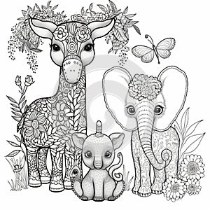 An Amazing Coloring Book of Animals for Kids. AI