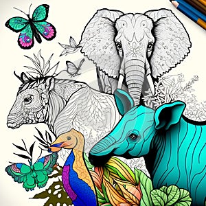 An Amazing Coloring Book of Animals for Kids. AI