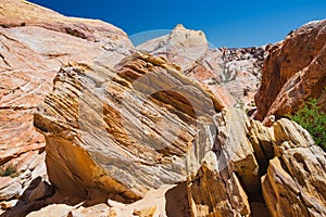 Amazing colors and shapes of sandstone formations in Valley of Fire State Park, Nevada, USA