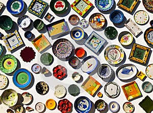 Amazing coloured Portuguese pottery/ceramica attached to a wall photo