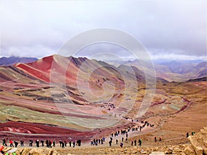 Amazing colourful Vinicunca Rainbow Mountain in Peru