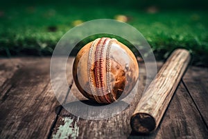 Amazing Cricket leather ball in the stadium generative AI