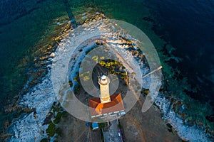 Amazing Croatia, spectacular Adriatic seascape, lighthouse tower of Veli Rat on the island of Dugi Otok