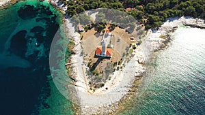 Amazing Croatia, spectacular Adriatic seascape, lighthouse tower of Veli Rat on the island of Dugi Otok