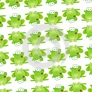 The Amazing of Cute Green Frog Illustration, Cartoon Funny Character in the Colorful Background, Pattern Wallpaper