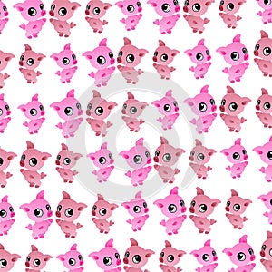 The Amazing of Cute Pig Greeting Illustration, Cartoon Funny Character in the Colorful Background, Pattern Wallpaper