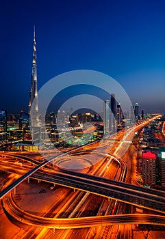 Amazing dubai downtown skyline with tallest skyscrapers and beautiful sky, Dubai, United Arab Emirates