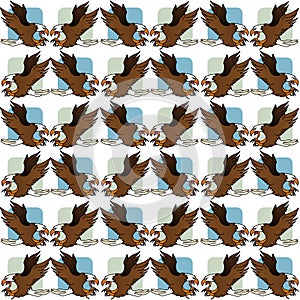 The Amazing of Eagle Catches Prey Illustration, Cartoon Funny Character in the Colorful Background, Pattern Wallpaper photo