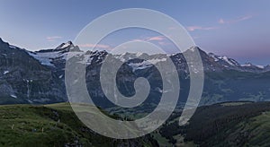 Amazing early morning view during sunrise from First gasthaus ( mountain hut) on the wonderful surrounding mountains.