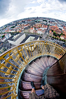 Amazing effect - round tower stairs make one feel sick
