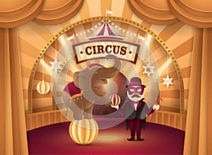 Amazing Elephant Circus show, Cute Elephant on the ball and Performer Controlling