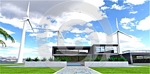 Amazing estate designed with the use of renewable energy sources. Low-vibration noiseless wind generators provide the house and