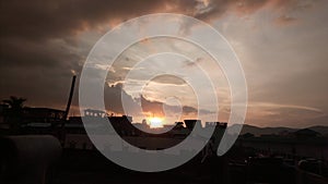 Amazing evening sunset view from my hostel with natural sun and cloud