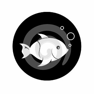 Amazing fish logo swim in a black circle
