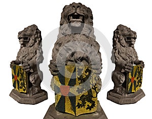 Amazing flemish heraldic lions carefully clipped with transparency