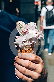 Amazing gelato ice cream during summer hot day