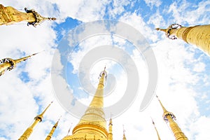 Amazing golde stupas complex in myanmar