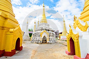 Amazing golde stupas complex in myanmar