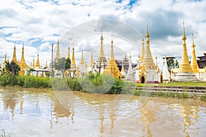 Amazing golde stupas complex in myanmar