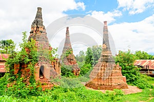 Amazing golde stupas complex in myanmar