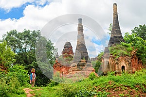 Amazing golde stupas complex in myanmar