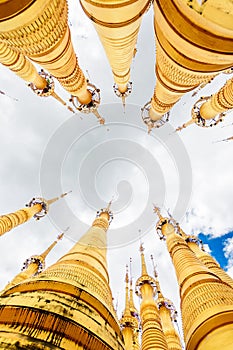 Amazing golde stupas complex in myanmar