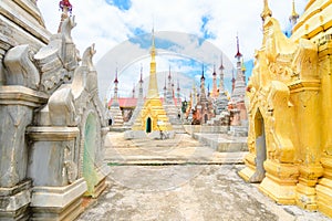 Amazing golde stupas complex in myanmar