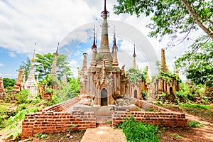 Amazing golde stupas complex in myanmar