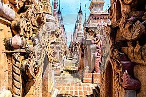 Amazing golde stupas complex in myanmar