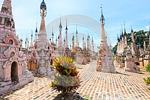 Amazing golde stupas complex in myanmar