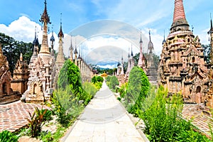 Amazing golde stupas complex in myanmar