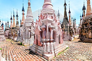 Amazing golde stupas complex in myanmar