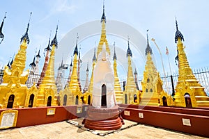 Amazing golde stupas complex in myanmar