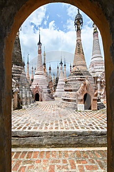 Amazing golde stupas complex in myanmar