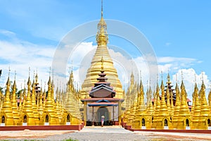 Amazing golde stupas complex in myanmar