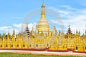 Amazing golde stupas complex in myanmar