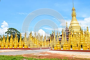 Amazing golde stupas complex in myanmar