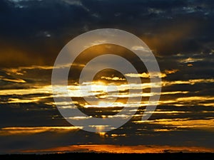 Amazing golden and red sunset, cloudscape, Krasnogorsk, Moscow, Russia