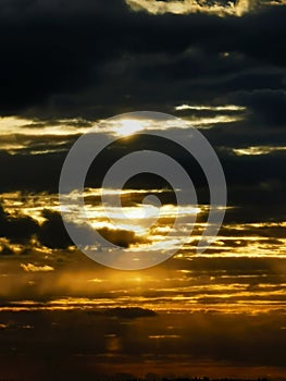 Amazing golden sunset, cloudscape, Krasnogorsk, Moscow, Russia