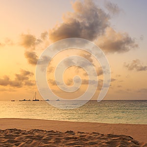 Amazing golden sunset over ocean