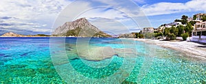 Amazing Greece  - Kalymnos island,  beautiful Mirties beach and view of Telendos