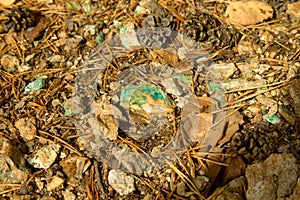 Close-up photo of the stone near old copper mines above the village of Lubietova, Slovakia