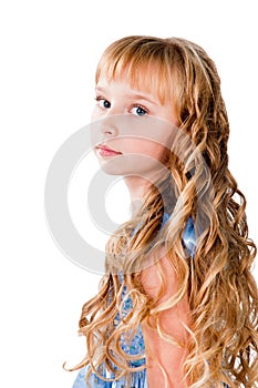 Amazing hairs teen girl isolated on white