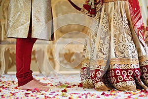 Amazing hindu wedding ceremony. Details of traditional indian wedding.