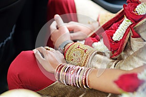 Amazing hindu wedding ceremony. Details of traditional indian wedding.