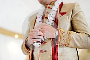 Amazing hindu wedding ceremony. Details of traditional indian wedding.