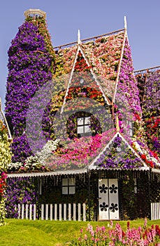 Amazing house of flowers in the Miracle Garden park